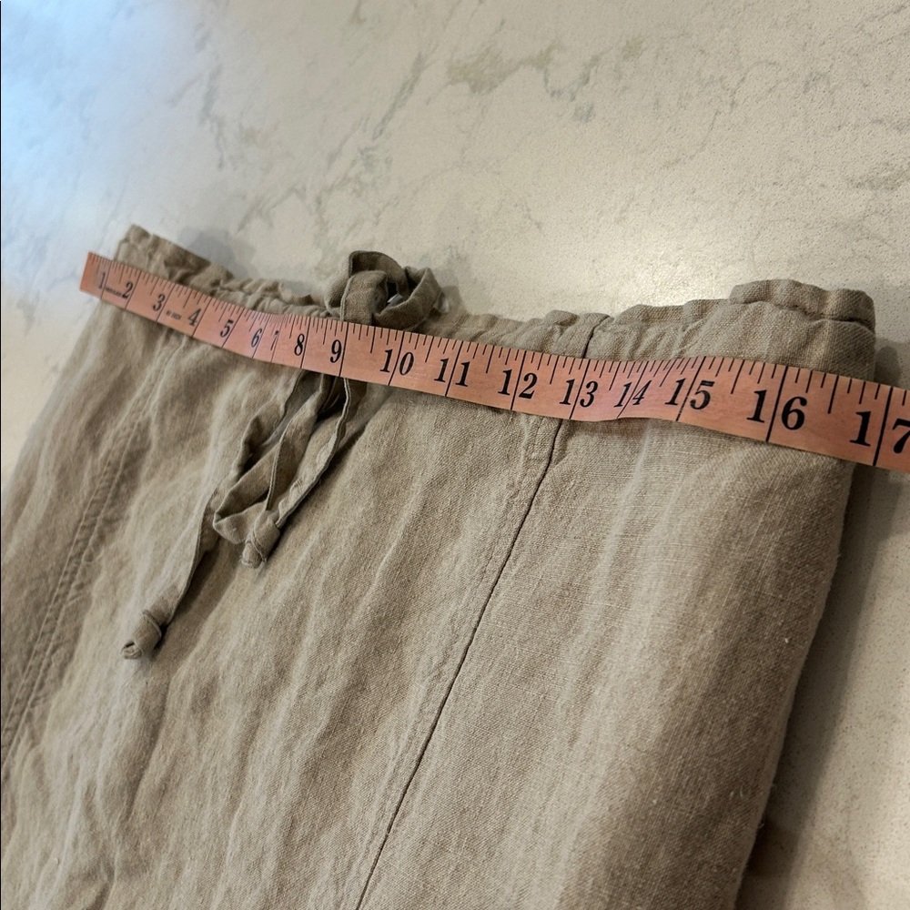 Vintage J. Jill Size M 100% Linen Skirt Beige Pull On Midi Lagenlook Boho - Picture 7 of 9